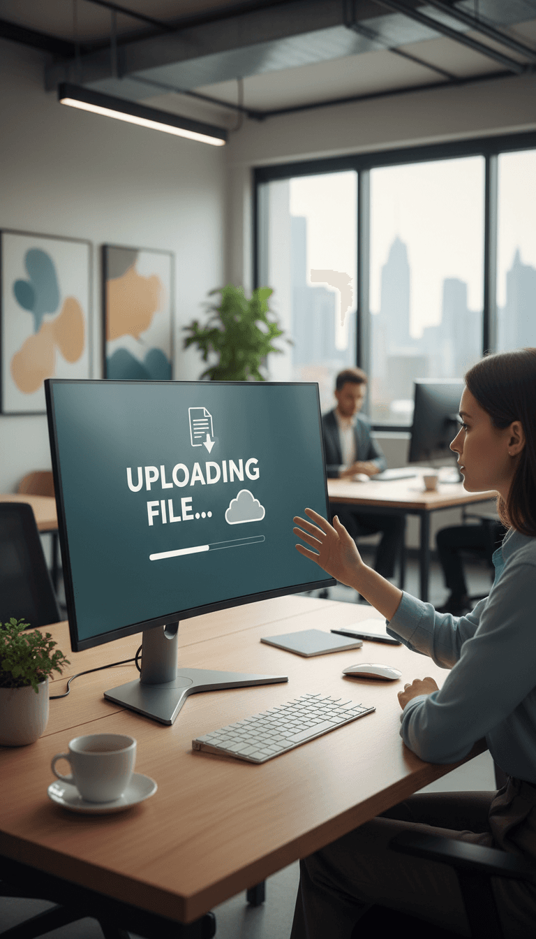 Document upload process on computer